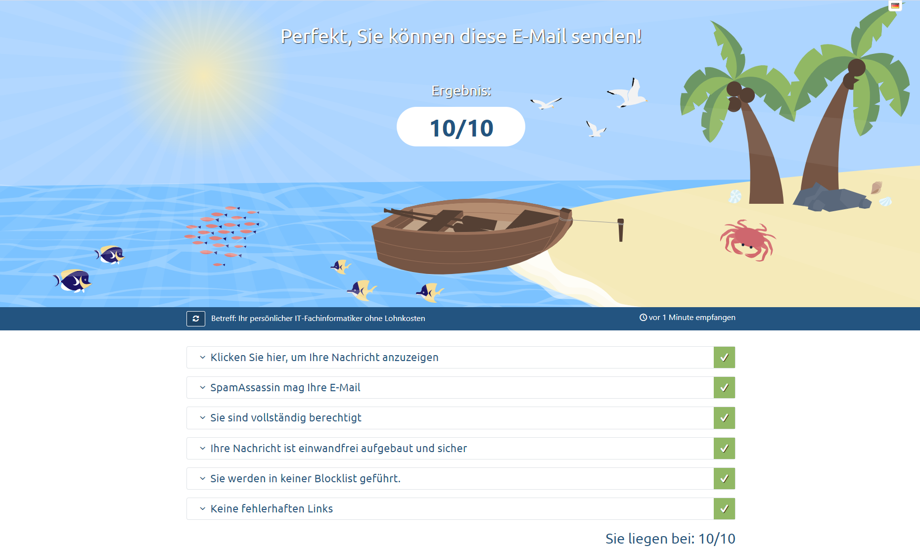 Spam Mailtester Test 10v10